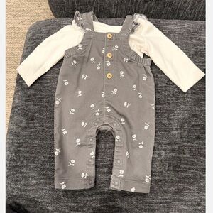 Cat & Jack Gray Floral Kids Overalls